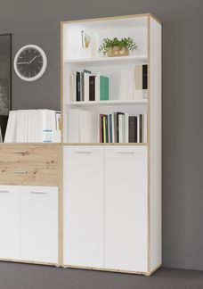 Aktenregal >Keflavik< in braun,weiß - 84,5x226,5x41,5cm (BxHxT)