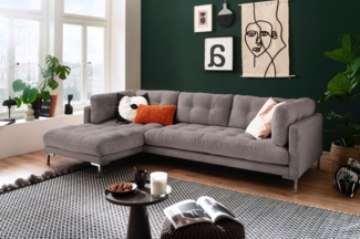 Trends by HG Ecksofa Landau L-Form, in Cord-Stoff mit Metallfuß