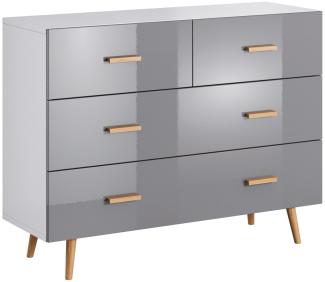 Schubladenkommode "Brillo" Sideboard 120cm grau Hochglanz weiß artisan eiche