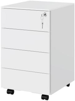 MSMASK Aktenschrank unter Schreibtisch,Rollcontainer mit 4 Schublade und 4 Rollen Metallschrank mit Hängeregistratur, für Akten, Schreibwaren