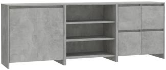 vidaXL 3-tlg. Sideboard Betongrau Holzwerkstoff [3098076]
