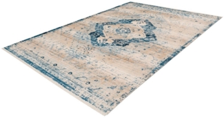 Giantore Teppich Baroque 525 Creme / Blau 120cm x 170cm, rechteckig, Kurzflorteppich, weiche Haptik, Vintage Design