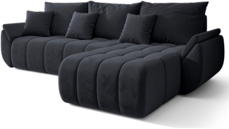 Selsey 'Romuldi' Ecksofa mit Schlaffunktion, Stauraum, Samtbezug, Anthrazit, rechtsseitig