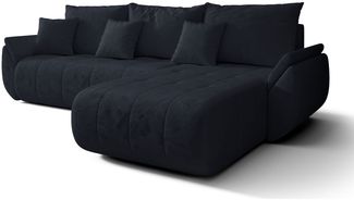 Selsey 'Romuldi' Ecksofa mit Schlaffunktion, Stauraum, Samtbezug, Anthrazit, rechtsseitig