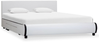 vidaXL Bettgestell mit Schubladen Weiß Kunstleder 140×200 cm 284945
