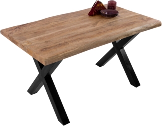 Esstisch Baumkante massiv Mango 160 x 85 X-Gestell schwarz CALI 140107692