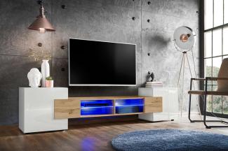 99rooms Seoul Lowboard I Weiß Wotan Eiche ohne LED-Beleuchtung