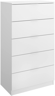Dmora Kommode Cesar, Mehrzweckkommode, Schlafzimmerkommode, Schrank mit Schubladen, 61x39 h110 cm, Weiß