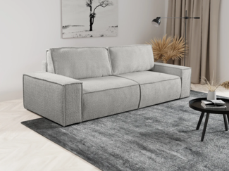 Vente-unique - Schlafsofa 4-Sitzer - Bouclé-Stoff - Grau - AMELIA