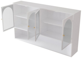 MODFU Wandhängeschrank Hängeschrank Wandhängeschrank,Four-door,Glass Wall Cabinet Storage, 120CM Vier-Türen Glas-Wandregal, Wandmontiert, Ideal für Küche, Wohnzimmer, Badezimmer, Space-Saving Design, Langlebig, Vielseitige Nutzung