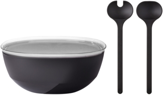 Mepal SILUETA Servierschale mit Deckel & Salatbesteck 5000 ml Nordic Black