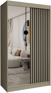 AX LIVING Cabinio Kleiderschrank Beige Schwebetürenschrank Lamell 120