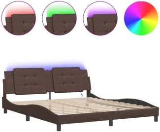 vidaXL Bettgestell mit LED ohne Matratze "Zadar" Braun 180x200 cm Kunstleder 3214126