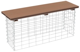 Gabionenbank Gabionen Sitzbank WPC 100x30x43cm Gartenbank Draht Bank hellbraun