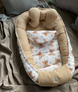 Loolay Bettnestchen TAUPE WAFFELPIQUE Braun TEDDY Baumwolle BABYNEST Babykokon Kokon, (Neugeborene Babyaustattung Reisebett Nestchen SOLO/ o. in Geschenk SETS, 3-tlg, 4 Jahreszeiten ATMUNGSAKTIVER TAUPE WAFFEL), 100% Europäische Stoffe und Kleinserien-...