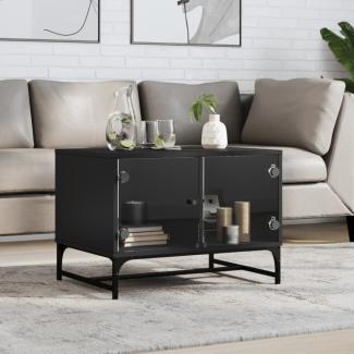 vidaXL Couchtisch mit Glastüren Schwarz 68,5x50x50 cm 836540