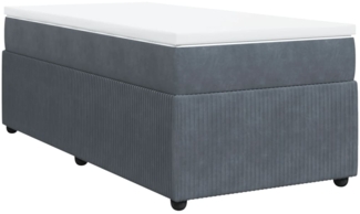 vidaXL Boxspringbett mit Matratze Dunkelgrau 90x200 cm Samt 3285615