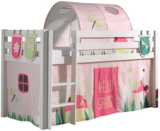 Kinderbett Karolina 210x114x106 Massivholz Weiß Textilset Spring 4