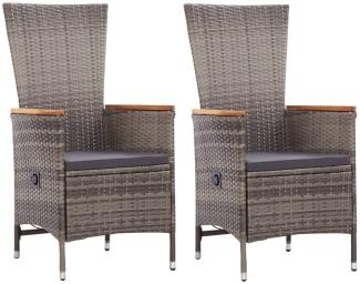 vidaXL Gartenstühle 2 Stk. mit Auflagen Poly Rattan Grau 46064