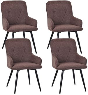 HOMAVO Esszimmerstuhl 4 Stück mit Armlehnen Lederlook Braun 57x62x87cm, YZ3