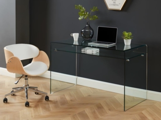 Vente-unique - Schreibtisch mit 1 Ablage - Glas - STILEOS