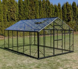 Gampre Aluminium Glas Gewächshaus Sanus XL15 | Schwarz | 430x290x225 cm