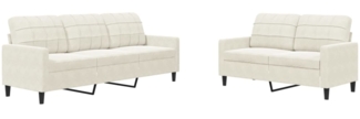 vidaXL 2-tlg. Sofagarnitur mit Kissen Creme Samt 3278399