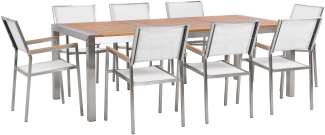 Essgruppe für 8 Personen GROSSETO Eukalyptusholz 220x100x74 cm Weiß