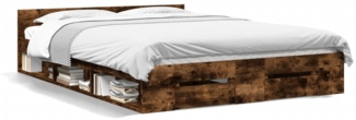 vidaXL Bettgestell mit Schubladen Räuchereiche 120x190cm Holzwerkstoff 3280780