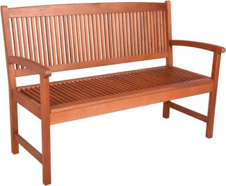 Gartenbank TOURS 2-Sitzer - 127cm Breit, Eukalyptus, Hellbraun | Terrassenbank Wetterfest Sitzbank Outdoor Bank