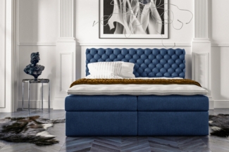 99rooms Alviero Boxspringbett Strukturstoff INARI Dunkelblau 200x200 cm