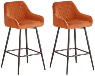 JYMTOM Barhocker Barstuhl mit Armlehne Gepolsterter Tresenhocker Bistrohocker (2 St), Outdoor Diamant Design Hocker, Orange