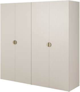 Selsey 'Moonir' Kleiderschrank 4-türig mit 2 Kleiderstangen und Regalen, greige 200 x 200 x 57 cm