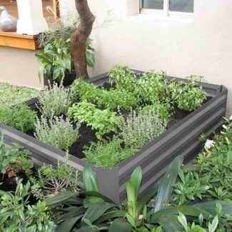 Metall-Hochbeet grau, 120 x 90 x 30 cm verzinkt und pulverbeschichtet
