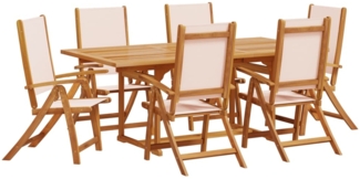 vidaXL 7-tlg. Garten-Essgruppe Massivholz Akazie und Textilene 3279275