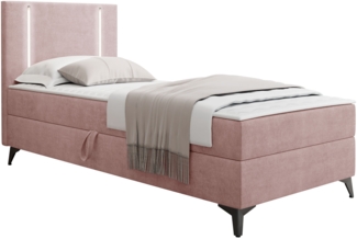 Boxspringbett Ono 1 mit LED-Beleuchtung und Bettkasten (Farbe: Manila 09, Seite: Links, Größe: 80 x 200 cm)