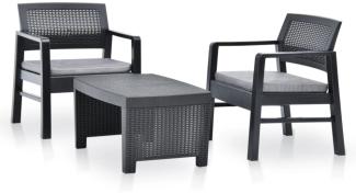 vidaXL 3-tlg. Garten-Lounge-Set Kunststoff Anthrazit