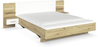 Bettanlage >Mosbach< in Eiche Artisan / weiß / alpinweiß - 265x93x245 (BxHxT)