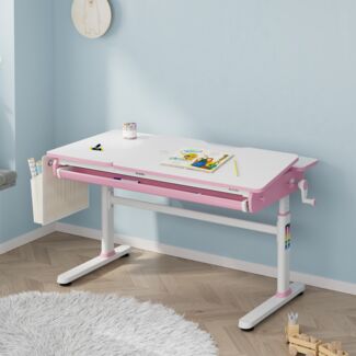 Höhenverstellbarer Kinderschreibtisch Kuosa 120x60 cm Pink/Weiß [en. casa]