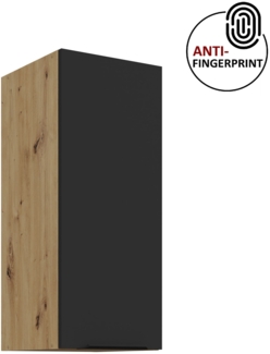 Küchen Hängeschrank 30 cm ARIA Schwarz ultra matt + Eiche Artisan matt, hochwertige Fronten mit Anti Fingerprint Beschichtung Küchenzeile Küchenblock