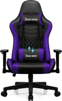 Gaming Stuhl Bürostuhl mit Wippfunktion bis 170° Lendenkissen Kopfstütze