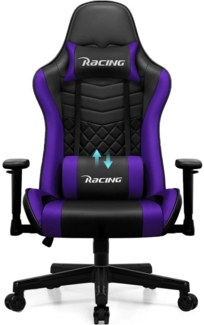 Gaming Stuhl Bürostuhl mit Wippfunktion bis 170° Lendenkissen Kopfstütze