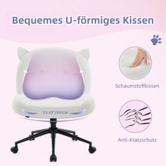 Intimate WM Heart Bürostuhl ohne Armlehne, Ergonomischer Drehstuhl mit Rollen, Höhenverstellbarer Schreibtischstuhl mit Mittlerer Rückenlehne