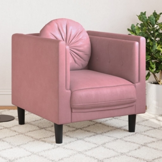 vidaXL Sessel mit Kissen Rosa Samt 372625