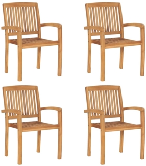 vidaXL Stapelbare Gartenstühle mit Kissen 4 Stk. Massivholz Teak 3073218