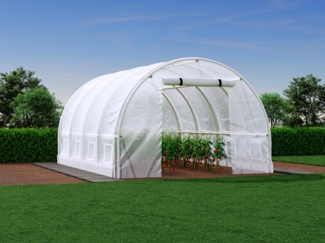Vente-unique - Foliengewächshaus mit Stahlrahmen - 12 m² - 300 x 400 x 200 cm - Weiß - IPOMEA