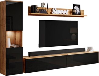 INOSIGN Wohnwand PARIS, Vitrine Türanschlag links/rechts wechselbar, (Komplett-Set, 3-St), grifflose Design, stehend und hängend montierbar