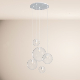 s.luce Orb 5-flammige Galerielampe Modular Klar, Weiß