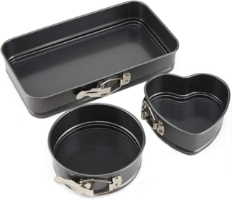 3-teiliges Antihaft Backformen Set: Springform, Herzform, Rechteck