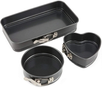 3-teiliges Antihaft Backformen Set: Springform, Herzform, Rechteck